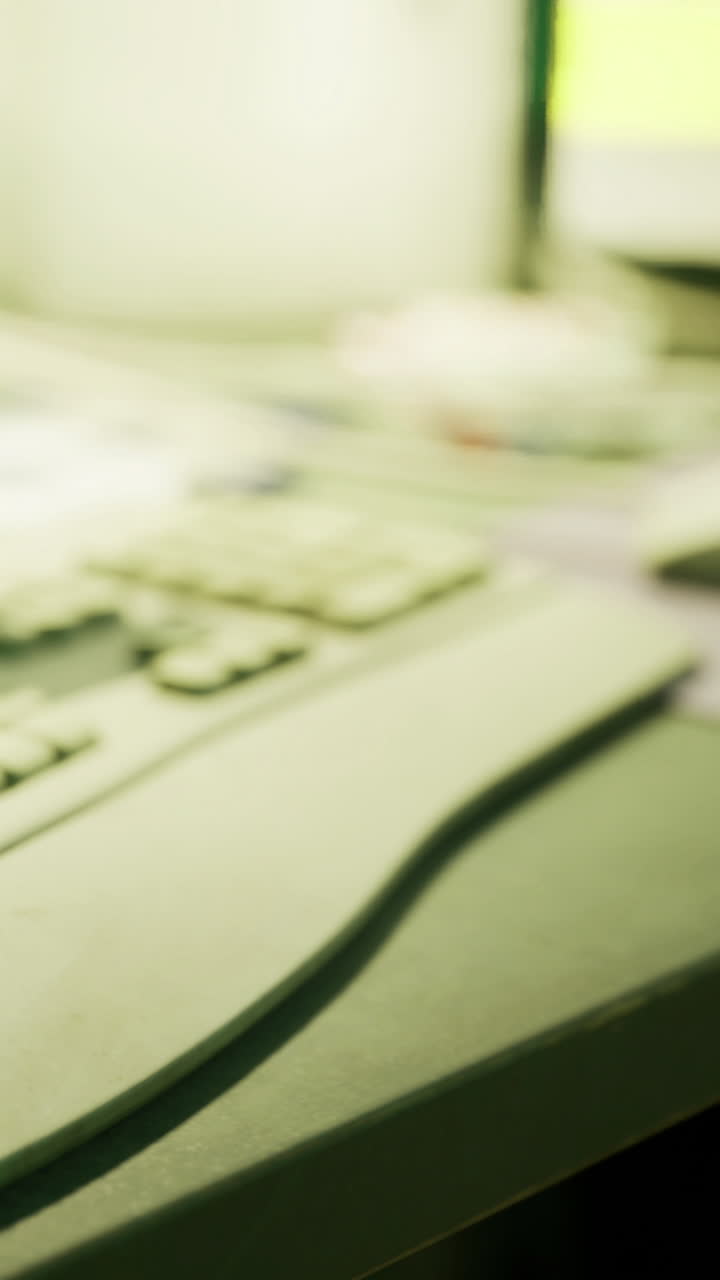 Close view of a keyboard on a work desk during a busy afternoon work session