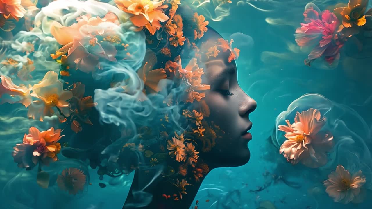 Il ritratto onirico di una donna con i fiori