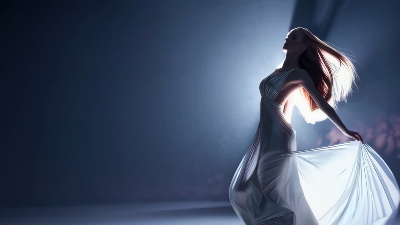 Elegant Woman in a Flowing White Dress