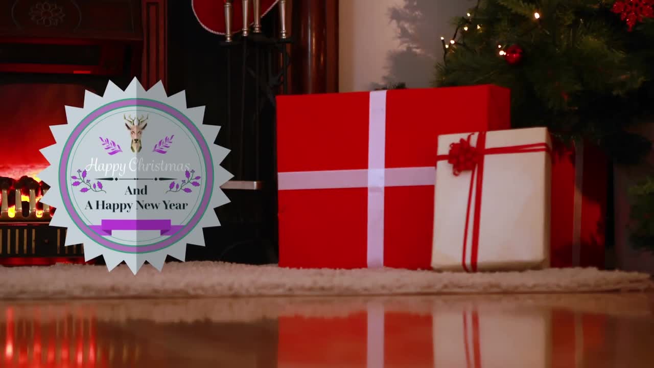 feliz navidad y feliz año nuevo escrito en una etiqueta