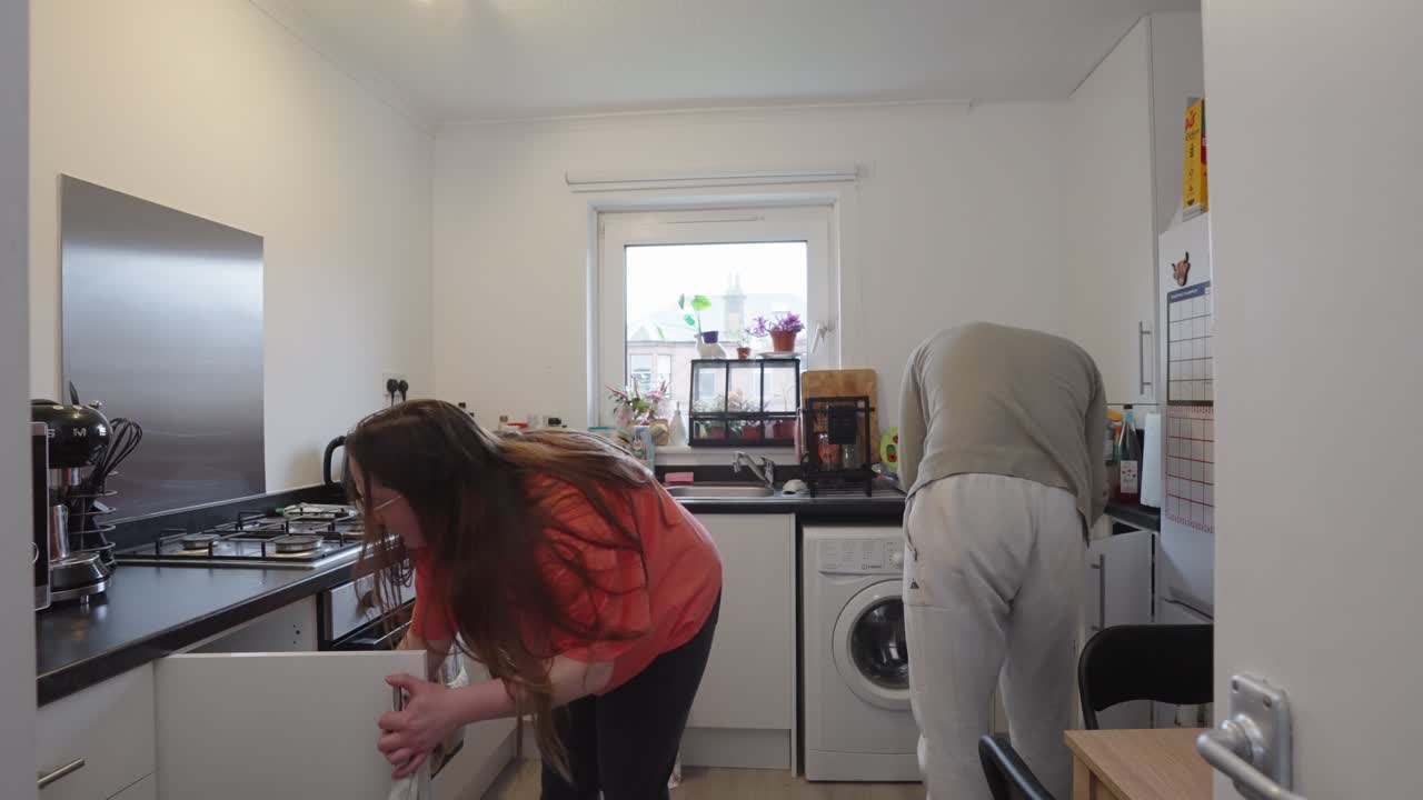 가족, 파트너, 함께 청소, 주방 기기