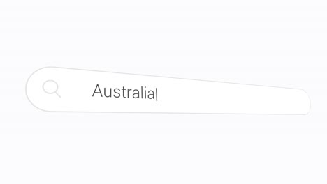typing australia in browser search bar - close up