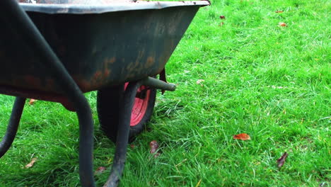 man pushing a wheelbarrow