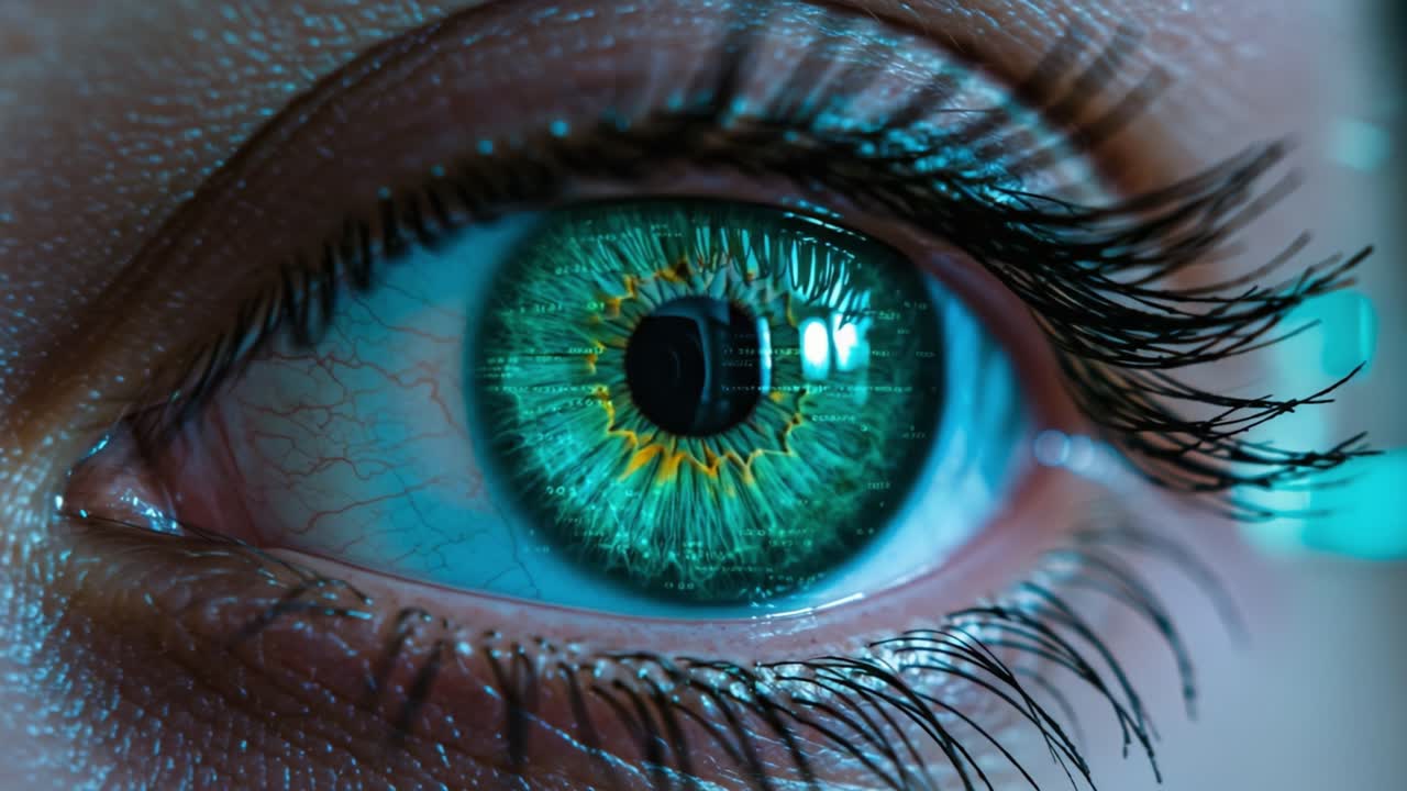 A Close-Up Exploration of a Human Eye with Intricate Patterns and Colorful Iris Features Captured in Stunning Detail Across Two Frames