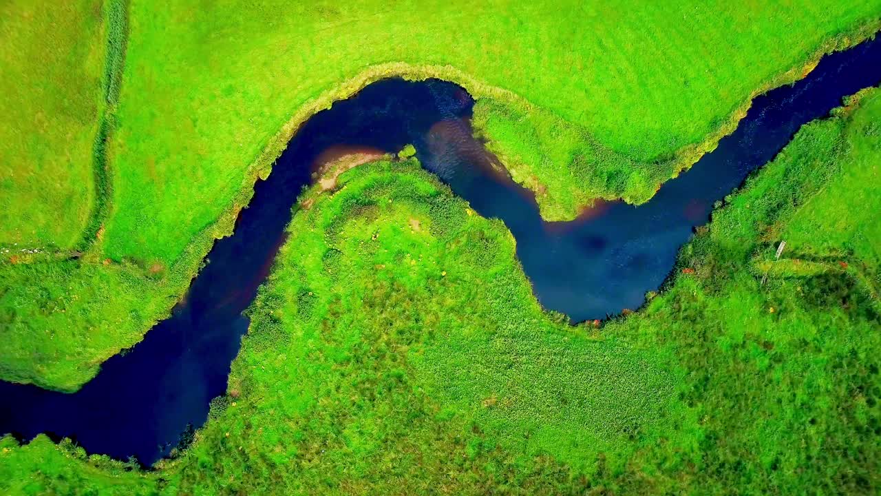 Aerial view of a river and landscape 4k