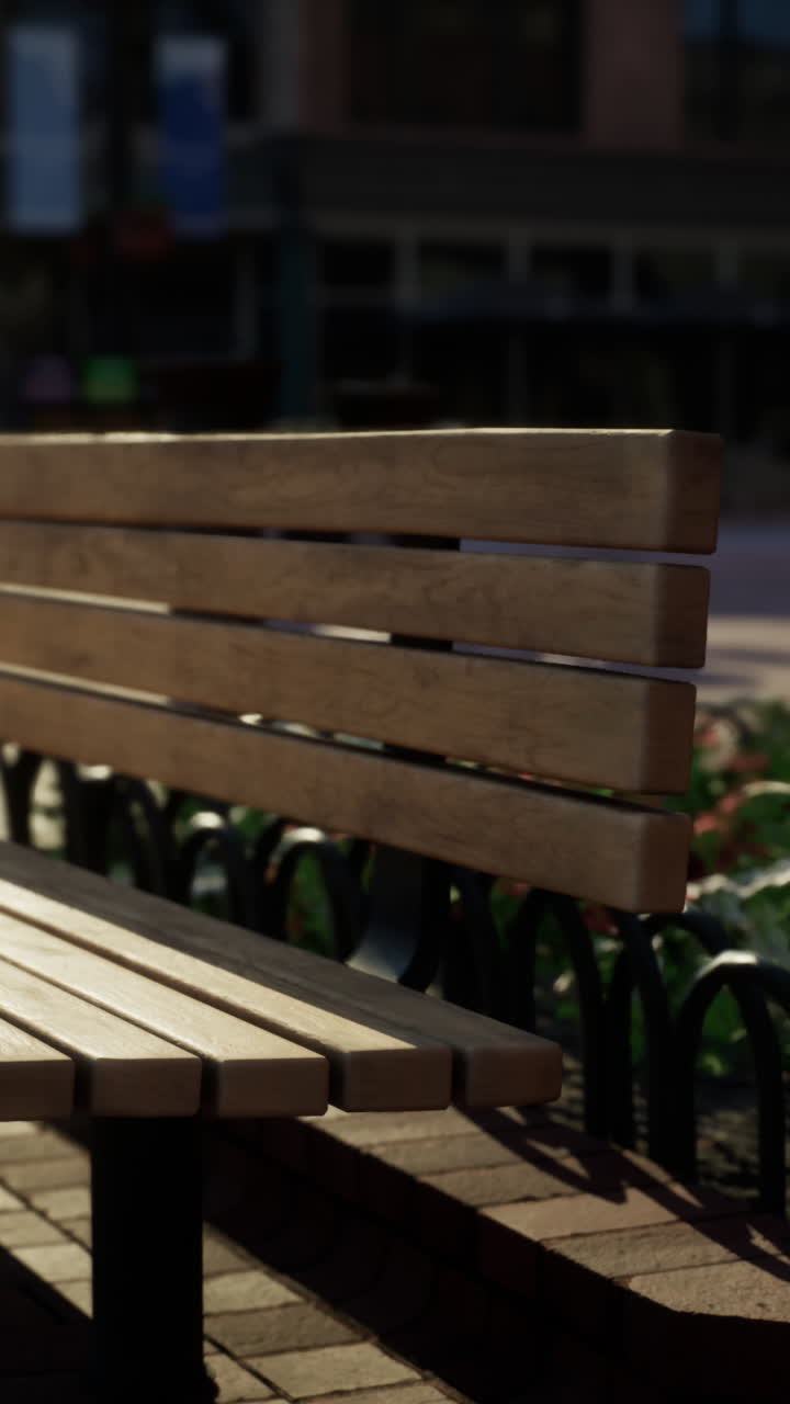 Parkbænk i træ i solskin