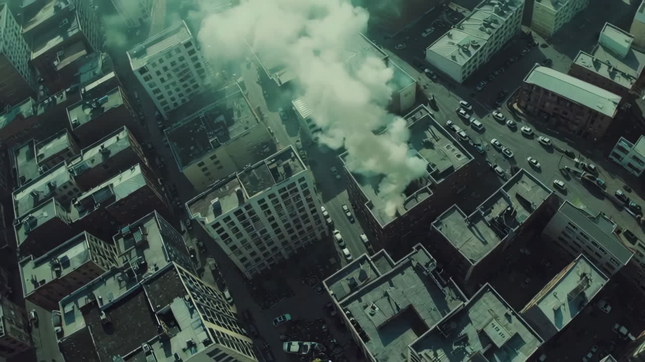 Aerial View of a City Fire