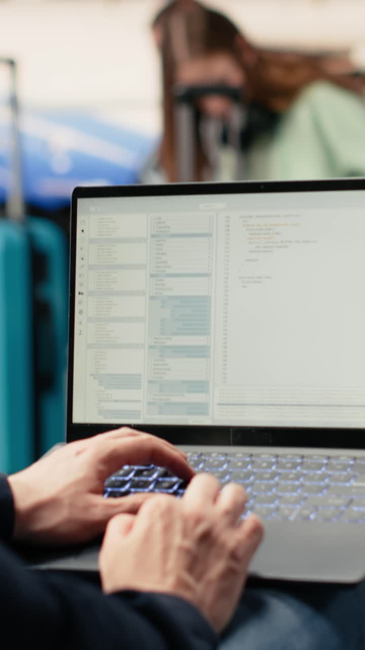 Vertical Video Man digital nomad, focused on programming, system development