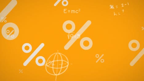 animación de ecuaciones matemáticas sobre un fondo naranja