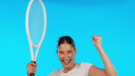 Face,-tennis-and-woman-cheering