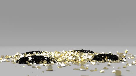 explosion golden cube in 3d style on grey background gold dust super slow motion 1000fps 4k