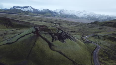 aerial view of a volcano in iceland