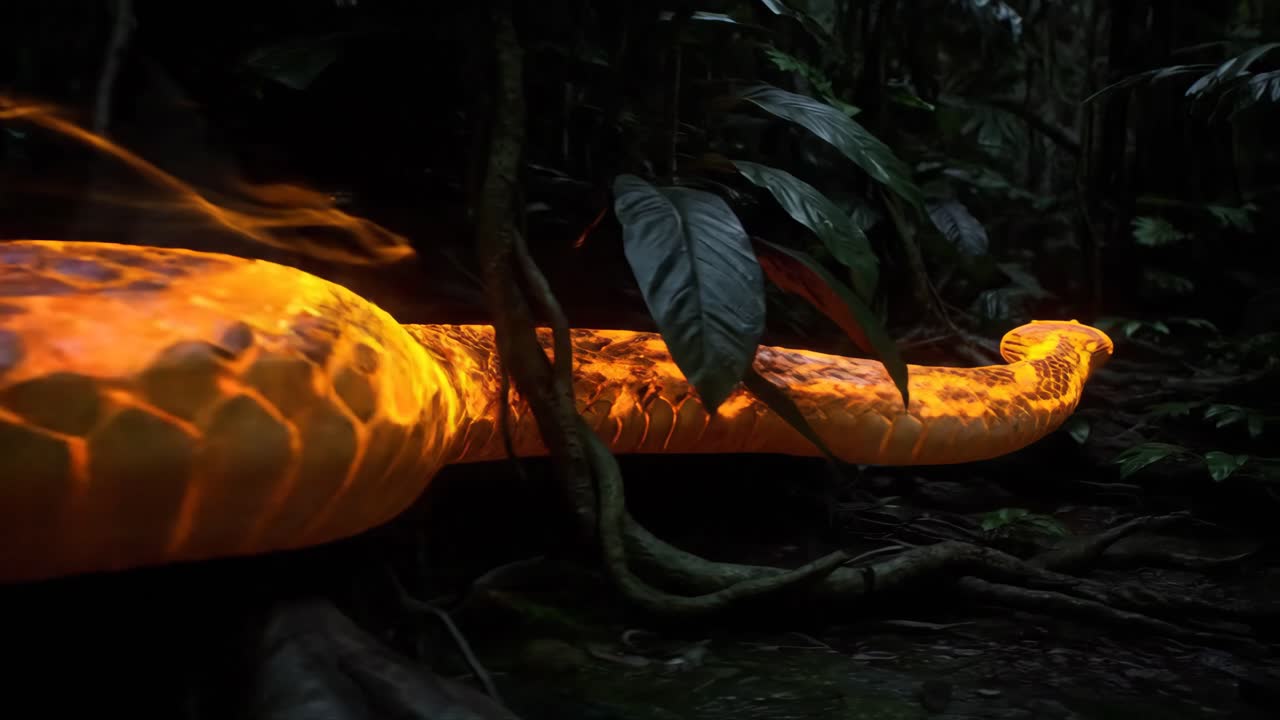 Glowing Snake in the Jungle
