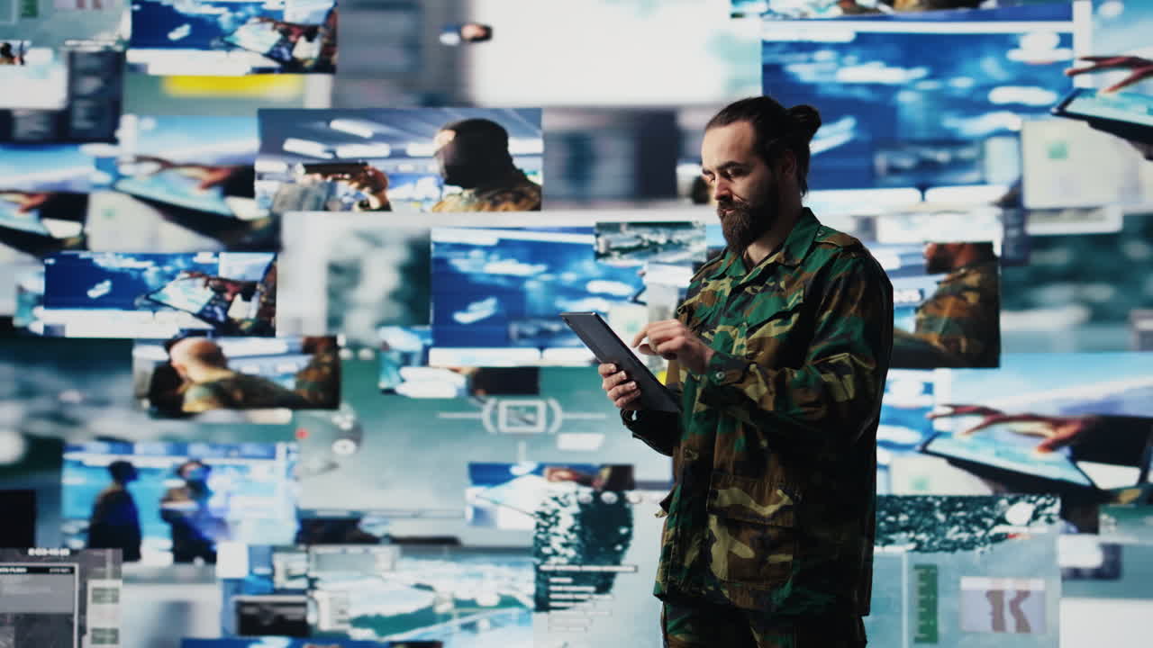 Military officer engaged in tactical command and surveillance activity