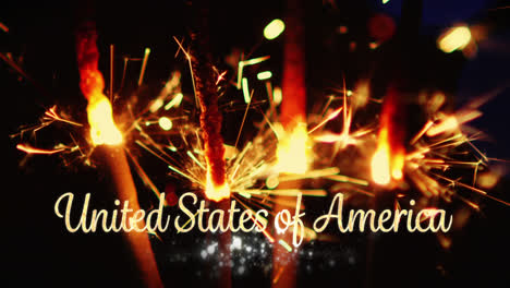 estados unidos de américa texto y una chispa para el 4 de julio.