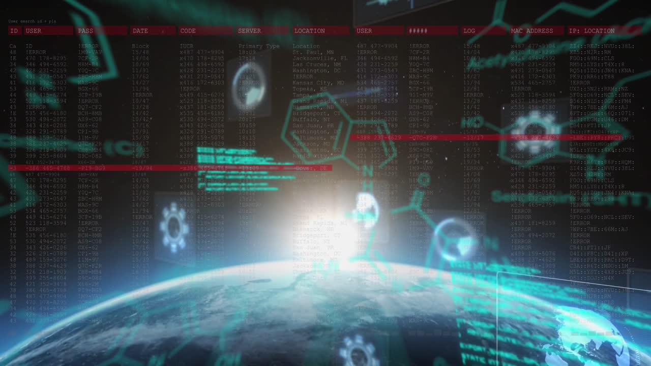 지구상의 반이는 빛의 반점에 대한 화학 구조 및 데이터 처리의 애니메이션