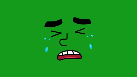 녹색 화면 배경으로 울고 있는 얼굴 애니메이션