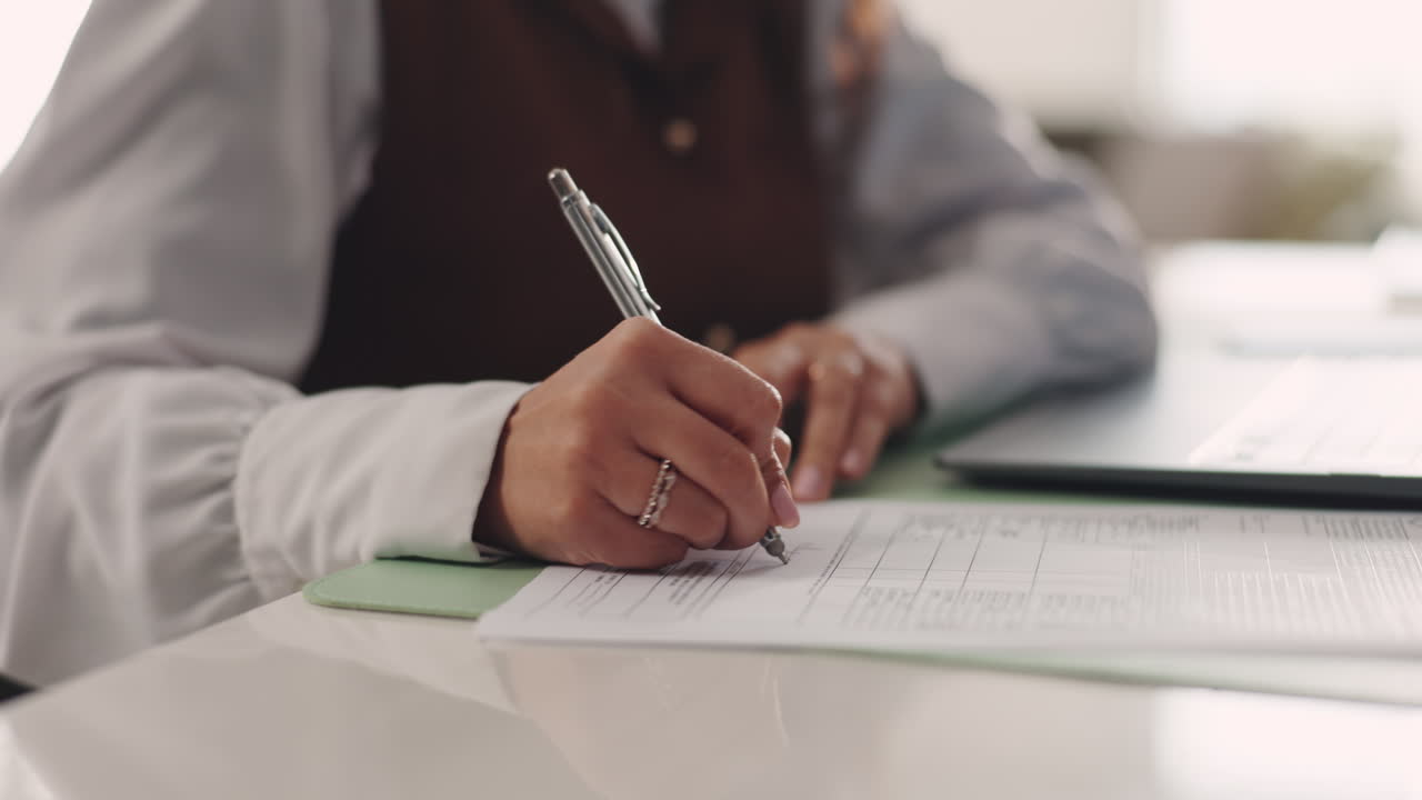 Hand writing on a document