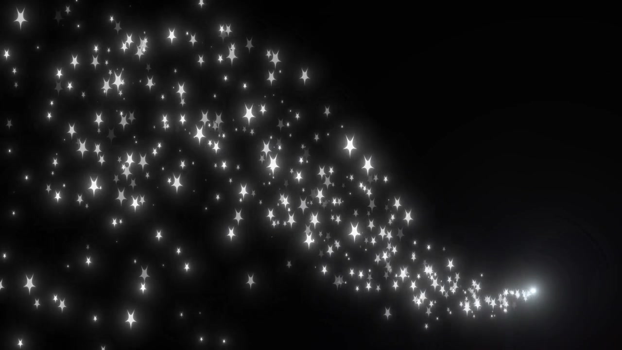 Animated Glowing Star Particle Trail on Black Background