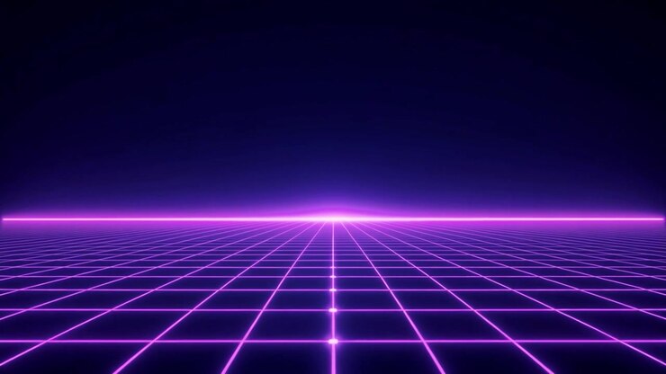 Glødende lilla gitterbaggrund i retro Synthwave-stil