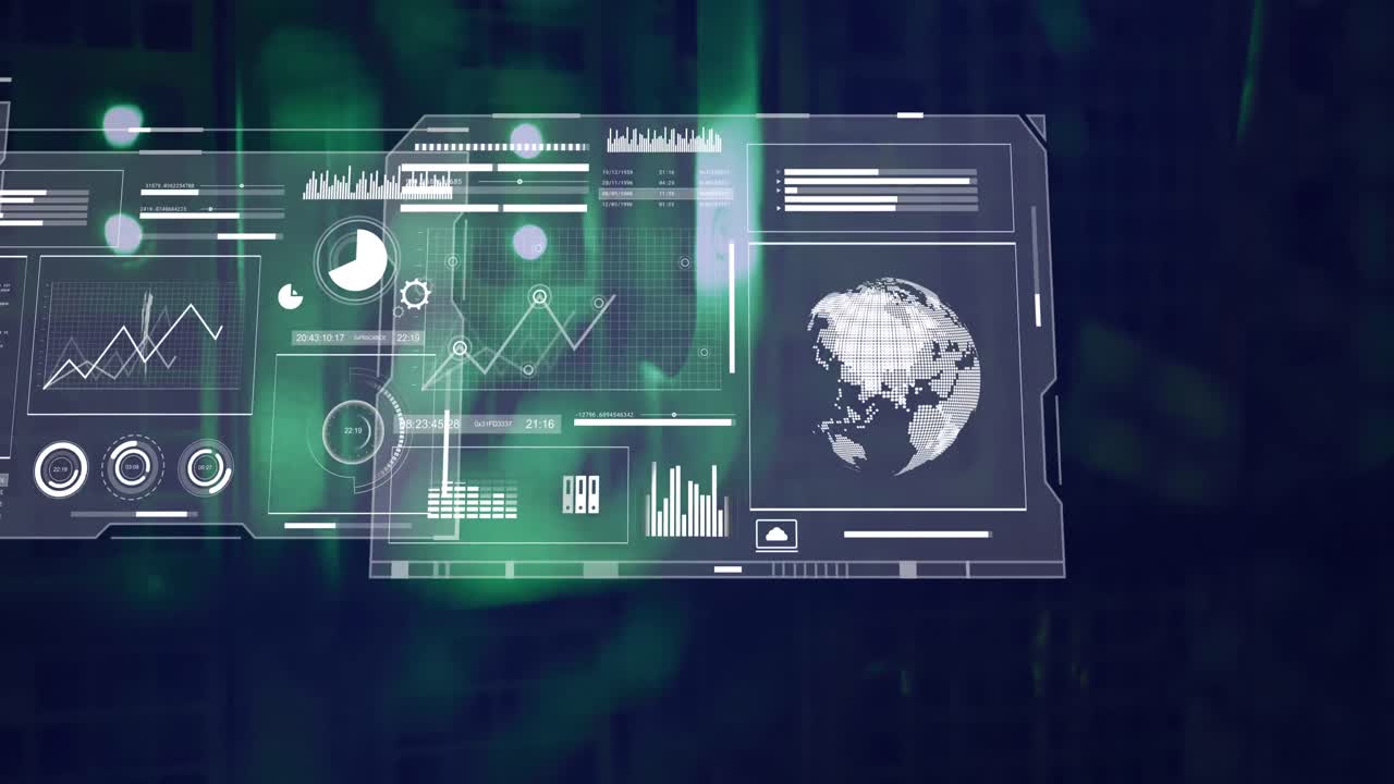 animación del procesamiento de datos en la sala de servidores