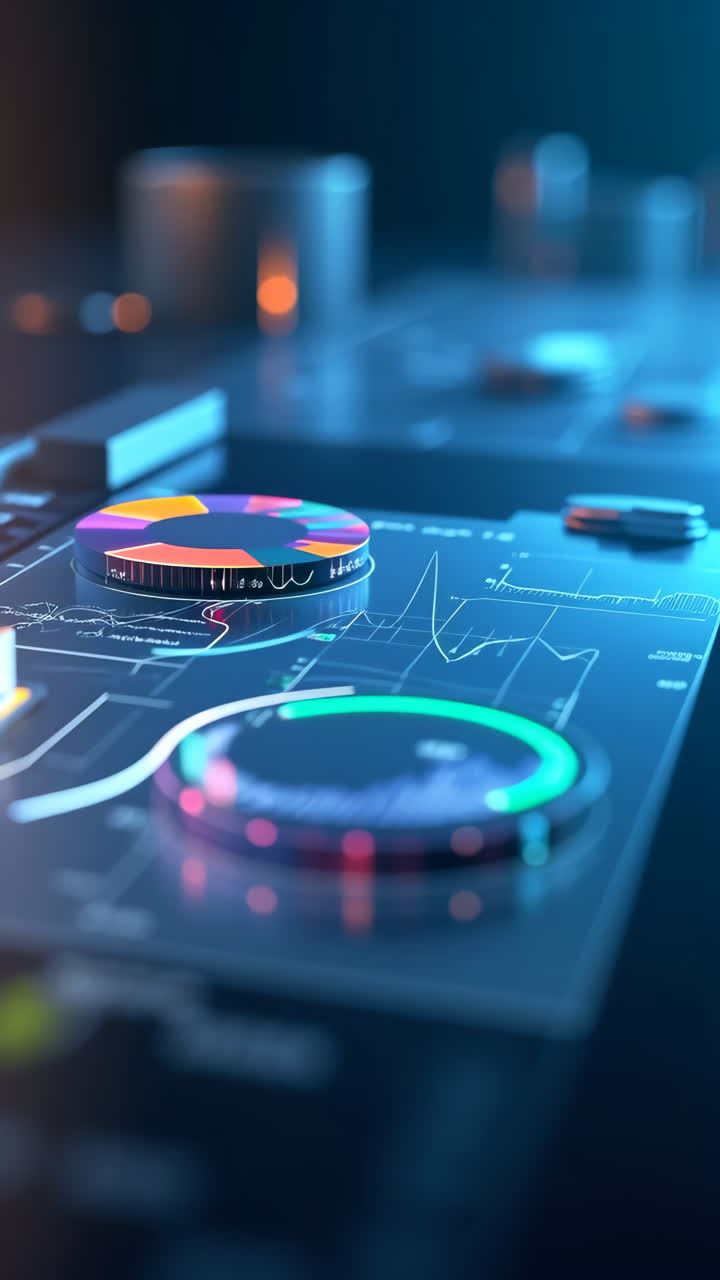 Futuristic Digital Data Interface with Visualizations