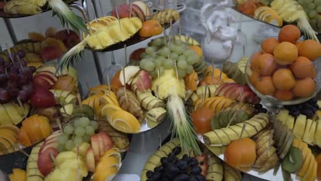 Close-up-video-of-part-of-sweet-buffet-at-wedding-banquet