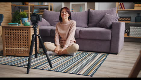 Woman Vlogging from Home