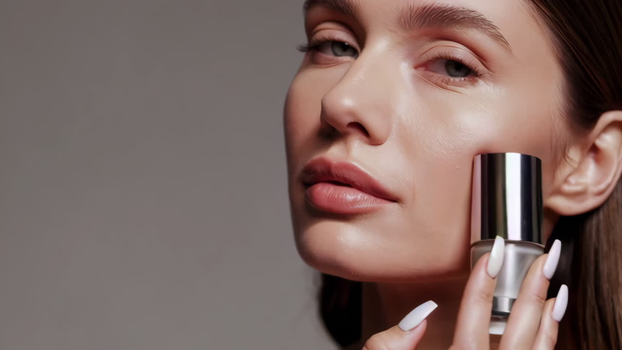 mujer aplicando suero facial