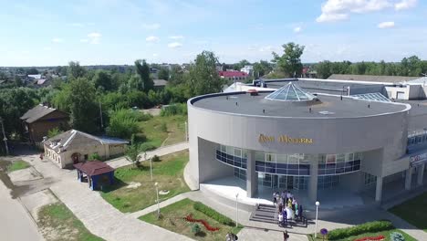 aerial view of a town building complex