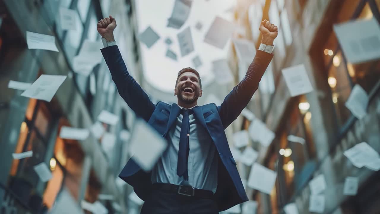 Successful Businessman Celebrating Achievement