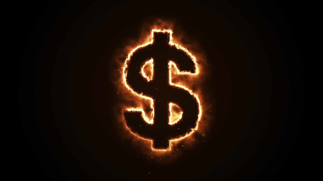 Signo de dólar em chamas
