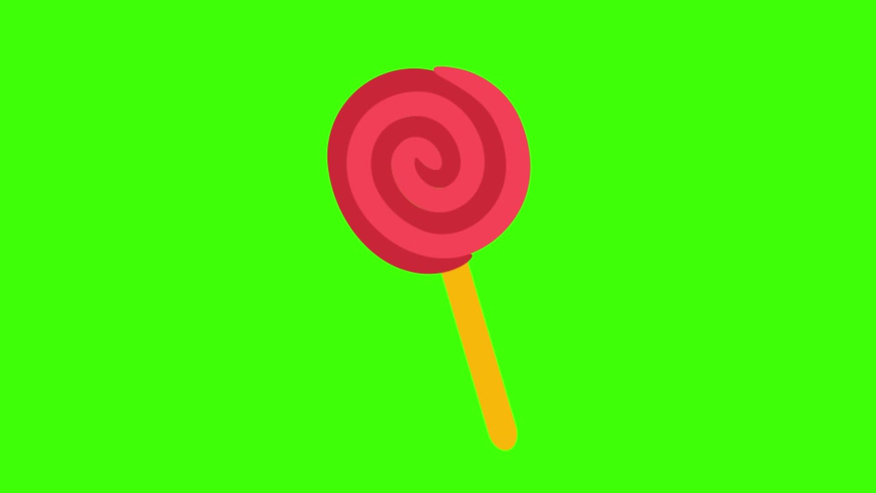 Yummy lollipop icon popping up on the green screen