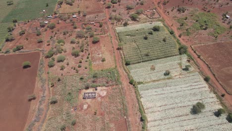 aerial view on traditional african farmland in southern kenya
