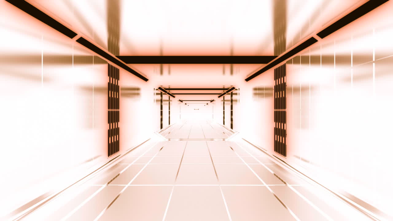 Futuristic Corridor with Orange Tone