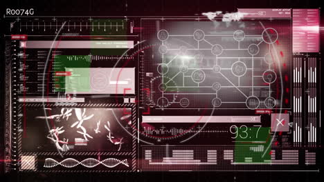 animación del procesamiento de datos de escaneo de alcance y registro de estadísticas en un fondo brillante