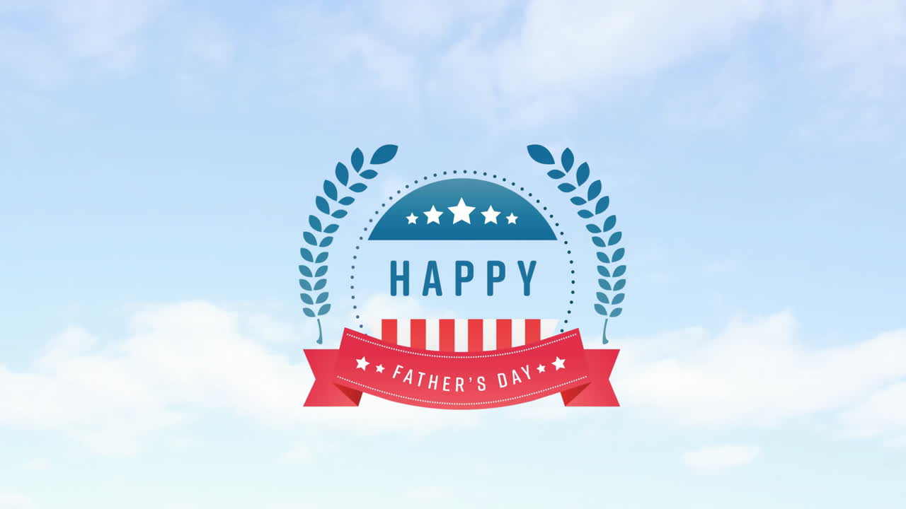 Animation of happy father's day text over clouds