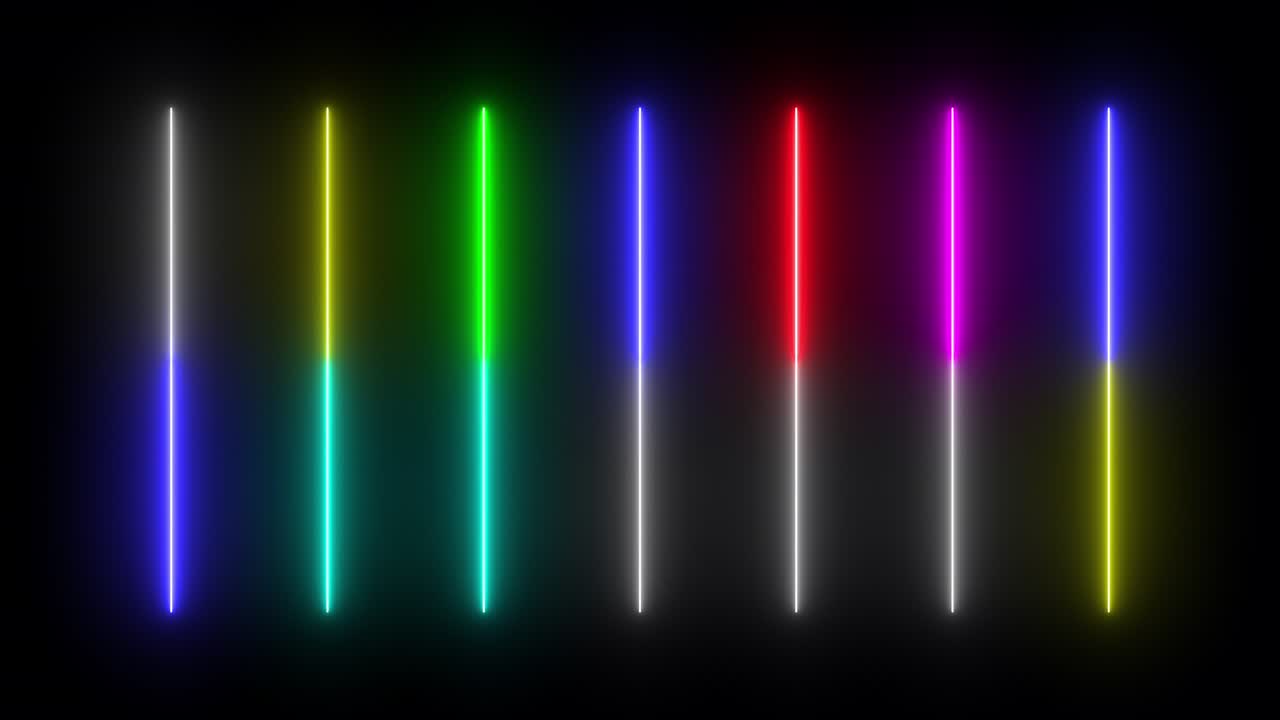 resumen colorido de la línea de neón llama brillante parpadeante bucle de animación al azar en un fondo negro.