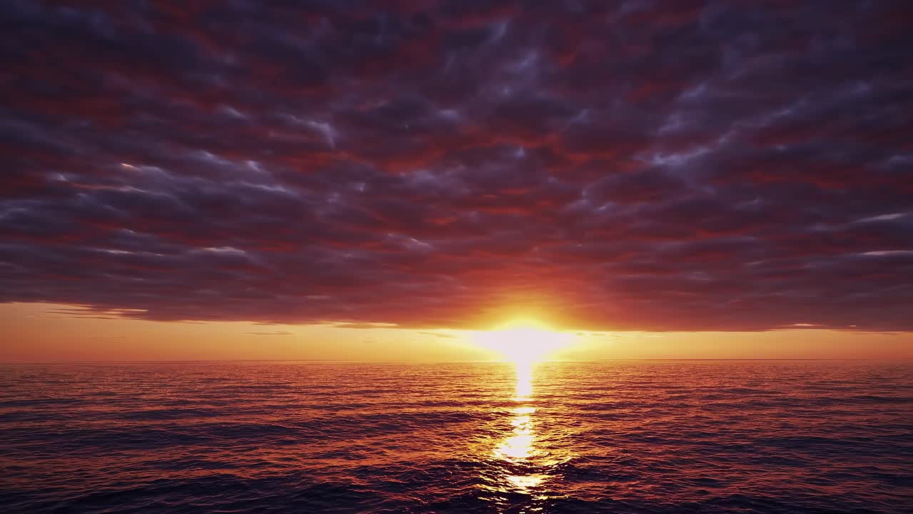 Serene ocean horizon at sunset captured from a low-angle perspective, evoking tranquility