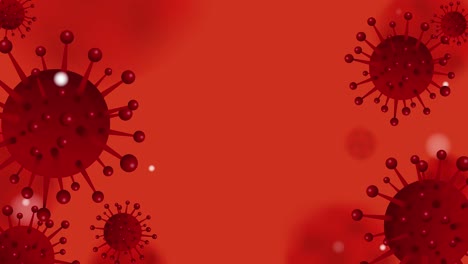 cartoon animation looping footage of coronavirus 2019-ncov novel coronavirus concept on red background and your copy space. virus of flu outbreak and coronaviruses influenza as dangerous flu strain cases as a pandemic.