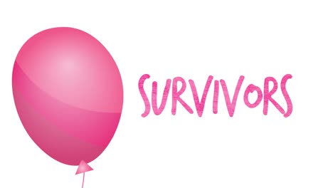 Animation-of-flying-pink-balloon-over-survivor-text