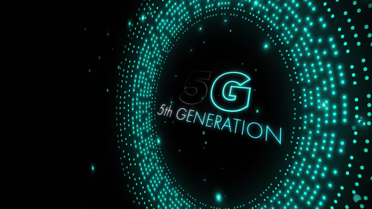 녹색 원 위에 5g 5세대 텍스트의 애니메이션