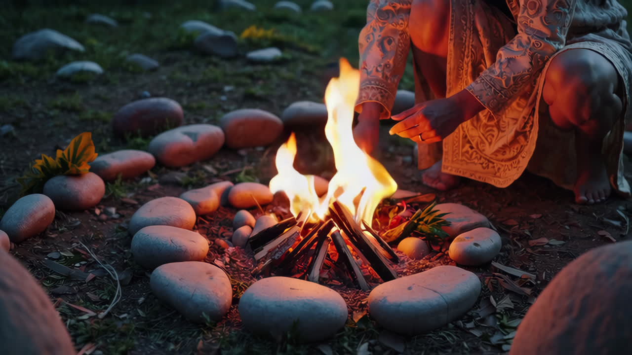 Woman by the campfire