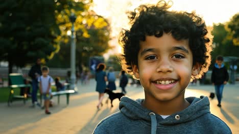 happy boy smiling in the park