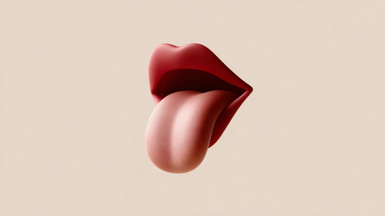 Emotive Representation of a Stylized Mouth and Tongue: Capturing the Curves and Textures in a Bold and Vibrant Design with a Minimalistic Background for Artistic Expression