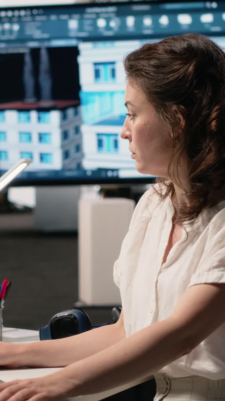 Vertical Video Property developer analyzing real estate blueprints and infrastructure design