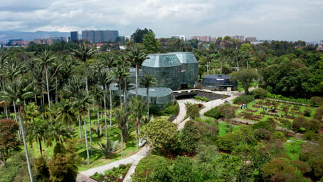 Aerial-shot-of-the-botanical-garden-in-Bogotà,Colombia