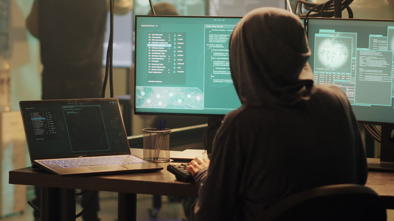 Hacker working on computer