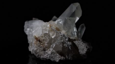 quartz crystal grouping with a focus on the details shot in 4k