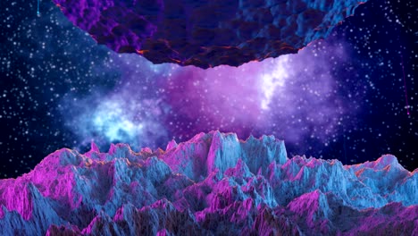 cosmic landscape in neon light 3d render seamless loop animation